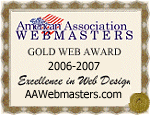 American Association Web Masters 'Gold' Award. W: 150, H: 115. Type: PSP GIF.